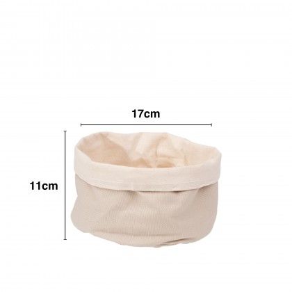 Cesto P�o Algod�o Redondo Bege 17X11cm