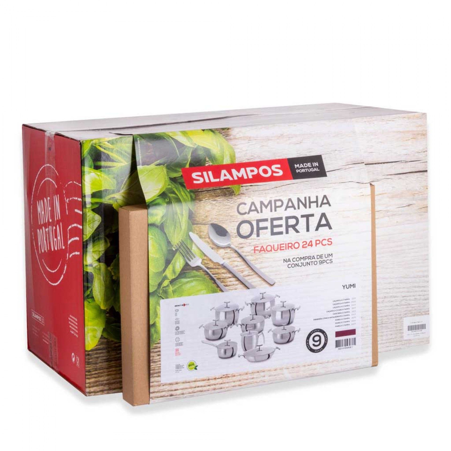 Yumi Trem Panelas 9 Peças + Faqueiro 24 Peças
