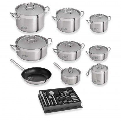 Nautilus Trem Panelas 9 Pe�as + Faqueiro 24Cm P�s