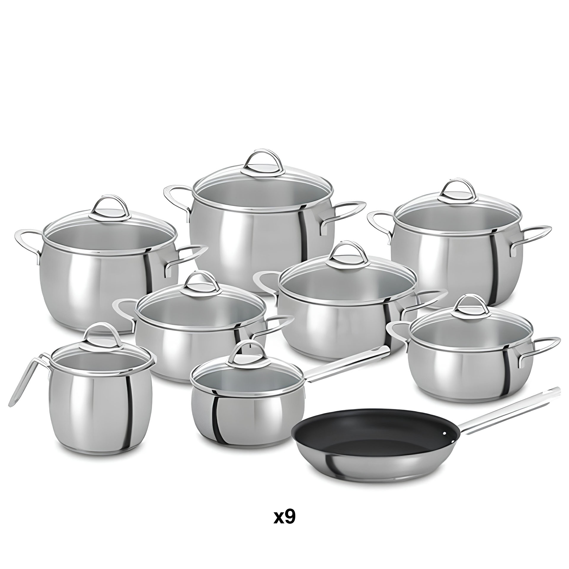 Oceanus Satin Glass Trem Panelas 9 Peças C/ Frigideira