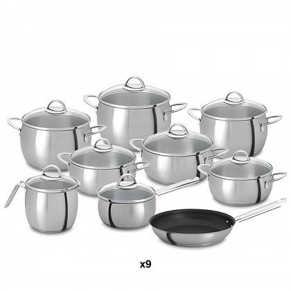 Oceanus Satin Glass Trem Panelas 9 Pe�as C/ Frigideira