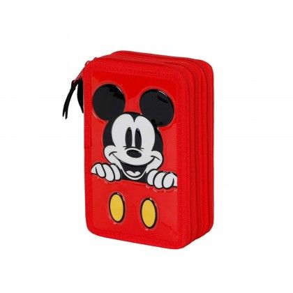 Estojo Triplo Mickey com Materia Escolar 14X21X7cm Estojo Triplo Mickey com Materia Escolar 14X21X7cm