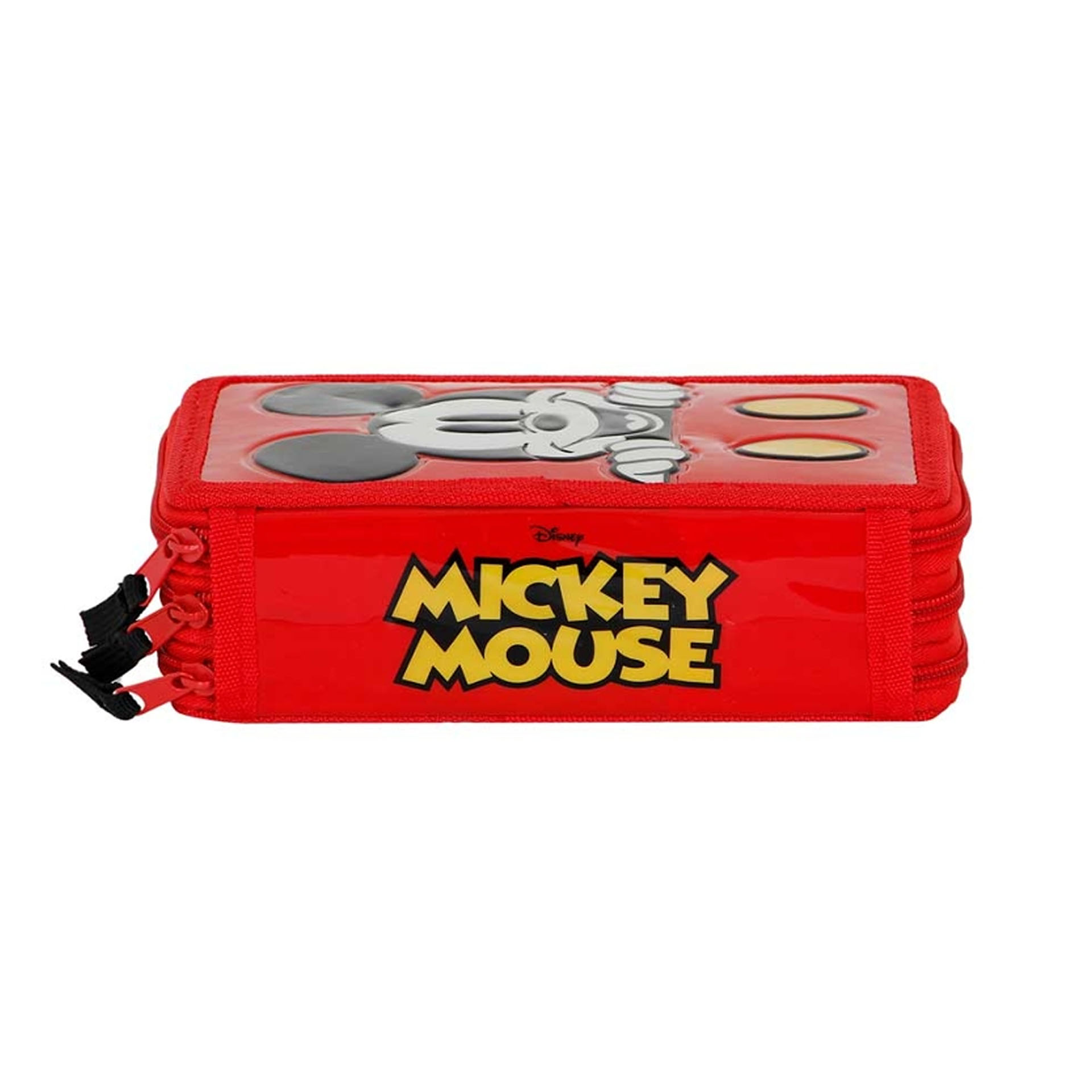 Estojo Triplo Mickey com Materia Escolar 14X21X7cm