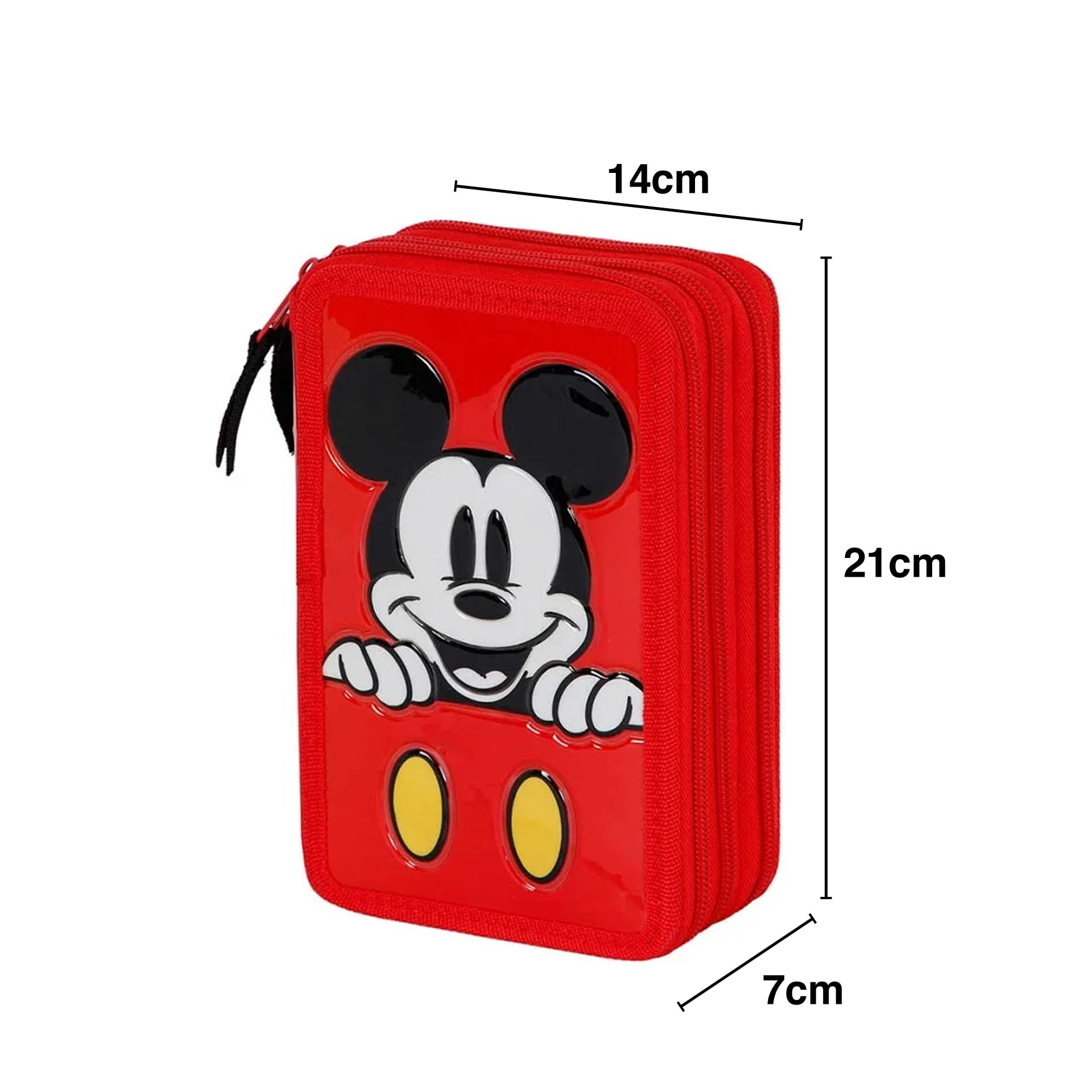 Estojo Triplo Mickey com Materia Escolar 14X21X7cm