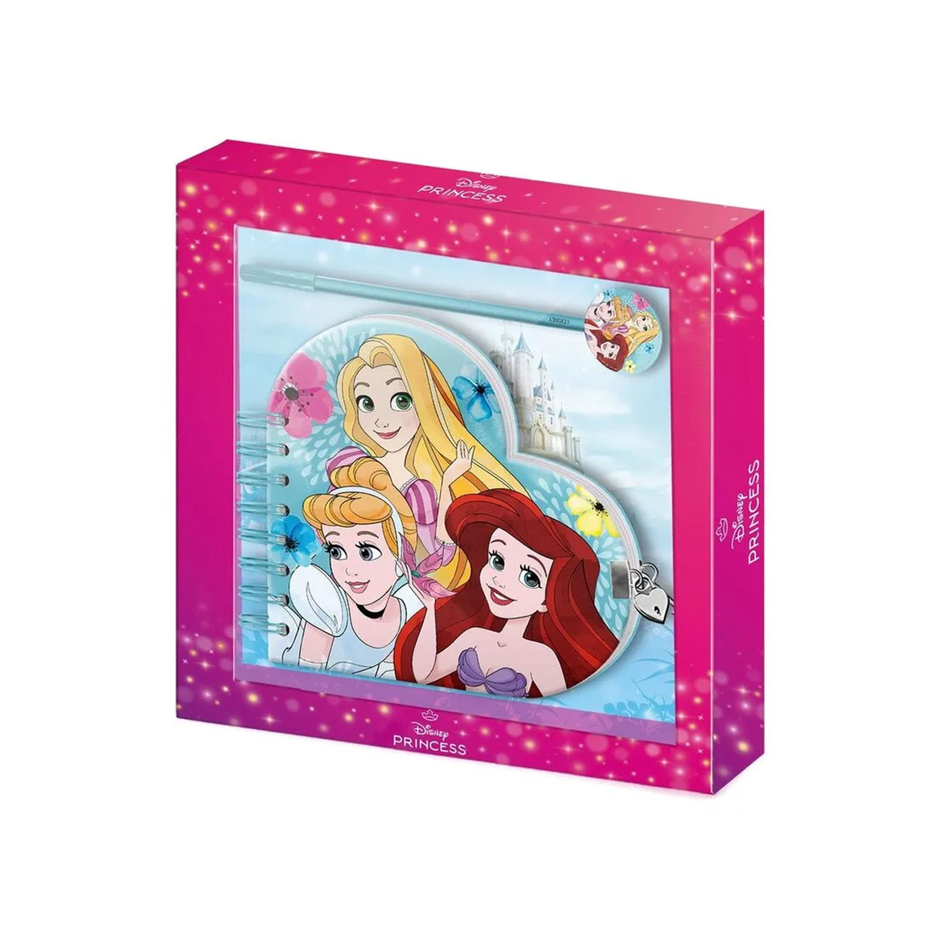 Diário Coração com Caneta Princesas 23X24X2.5cm