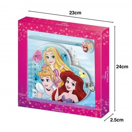 Diário Coração com Caneta Princesas 23X24X2.5cm Diário Coração com Caneta Princesas 23X24X2.5cm