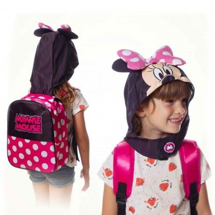 Mochila Infantil Minnie com Capucho 26X31X11cm