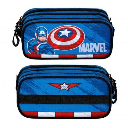 Estojo Triplo Capit�o America Fan 23X11X10cm