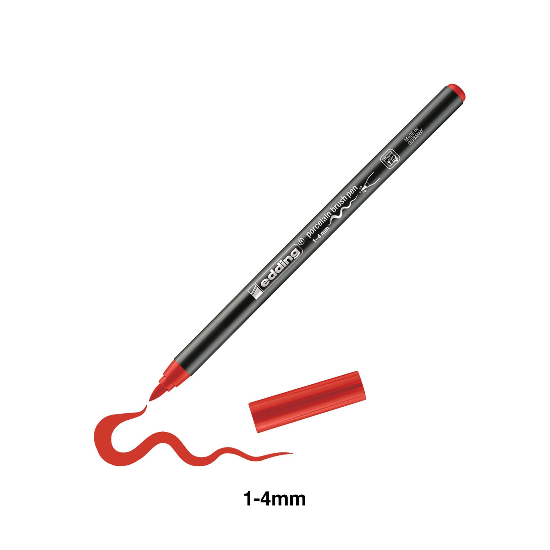 Marcador Pincel Porcelana Edding 4200 Vermelho