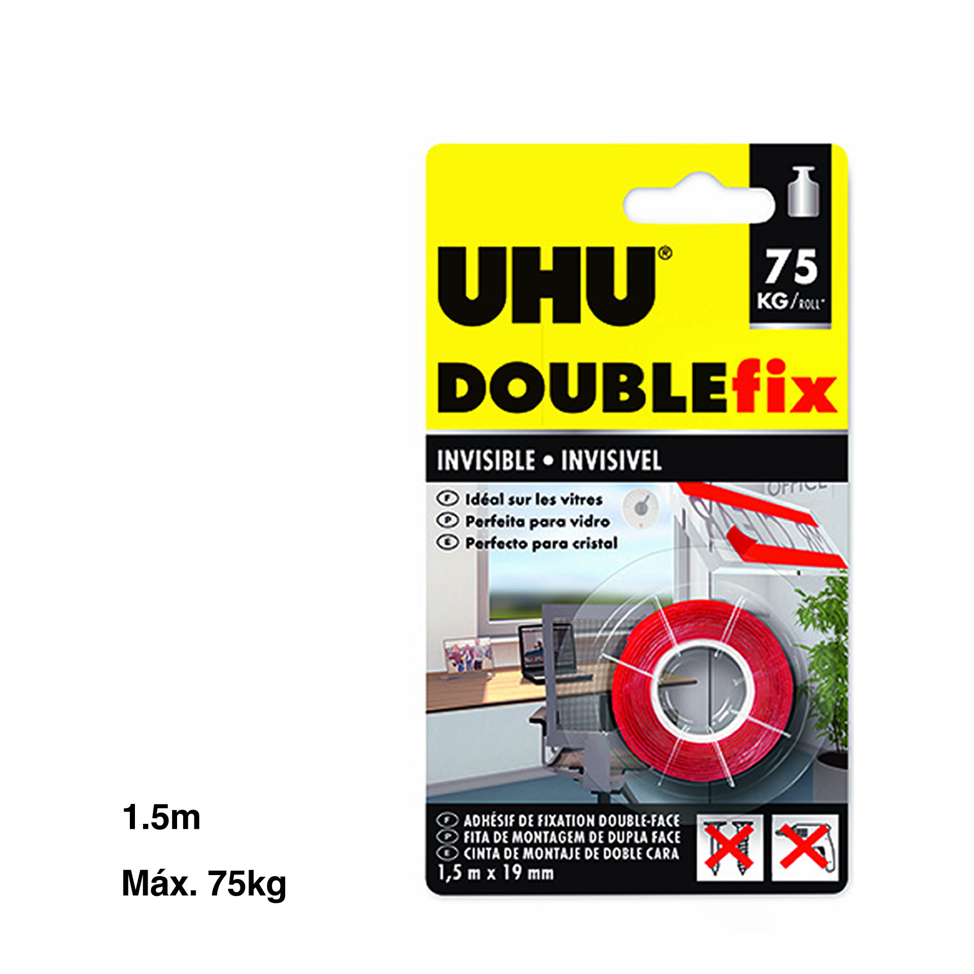Fita Cola Uhu Doublefix Dupla Face Invisível 1.5mX19mm