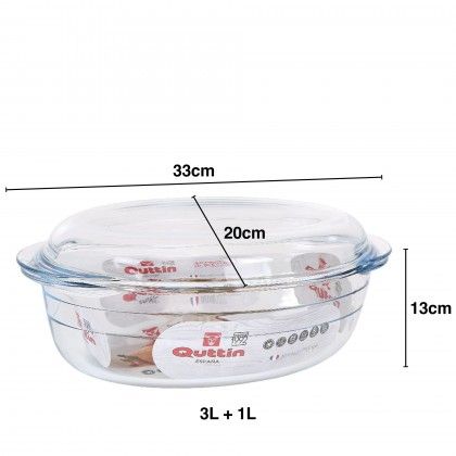 Ca�arola Vidro com Tampa Quttin 3+1L 33X20X13cm