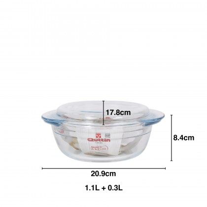 Caarola Vidro com Tampa Quttin 1.1+0.3L 20.9X17.8X8.4cm