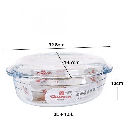 Ca�arola Vidro com Tampa Quttin 3+1.5L 32.8X19.7X13cm