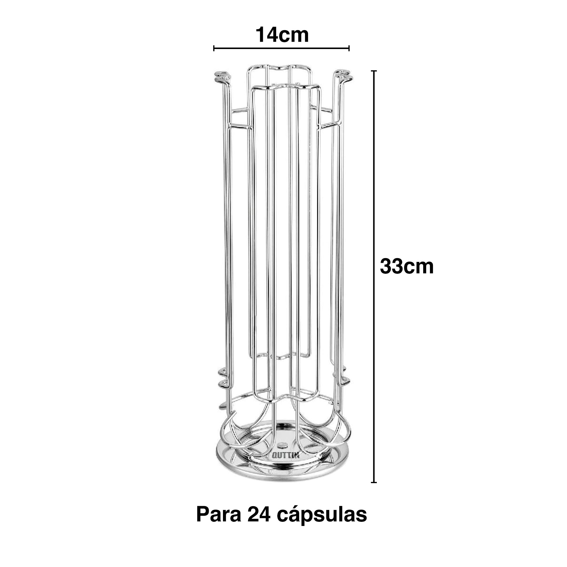 Suporte Inox 24 Cápsulas Café Giratório 14X33cm