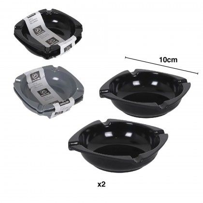 Cinzeiro Melamina Preto 10cm Pack 2