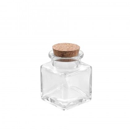 Frasco Vidro Tampa Cortia Quadrado 50ml 4.4X4.4X6cm