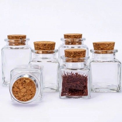 Frasco Vidro Tampa Cortia Quadrado 50ml 4.4X4.4X6cm