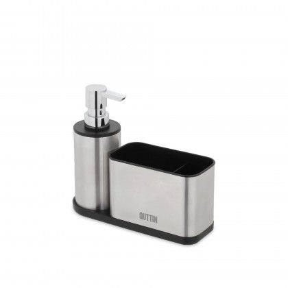 Dispensador Sab�o Inox com Porta Esfreg�o 20X7X18.5cm