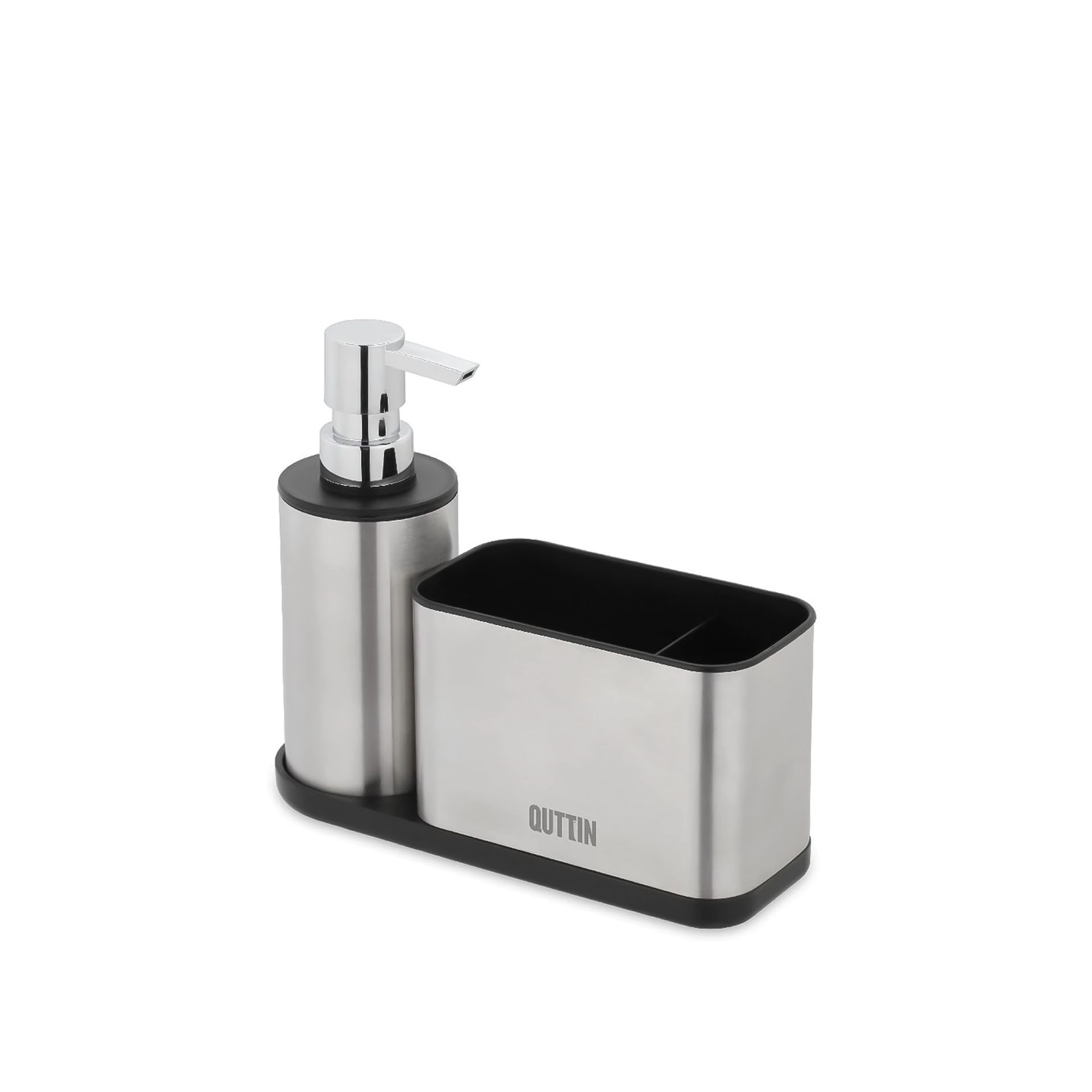 Dispensador Sabão Inox com Porta Esfregão 20X7X18.5cm