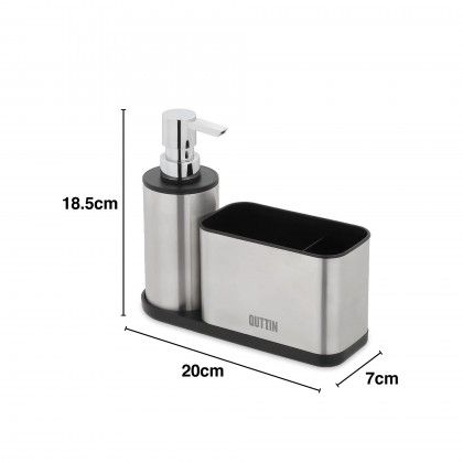 Dispensador Sab�o Inox com Porta Esfreg�o 20X7X18.5cm