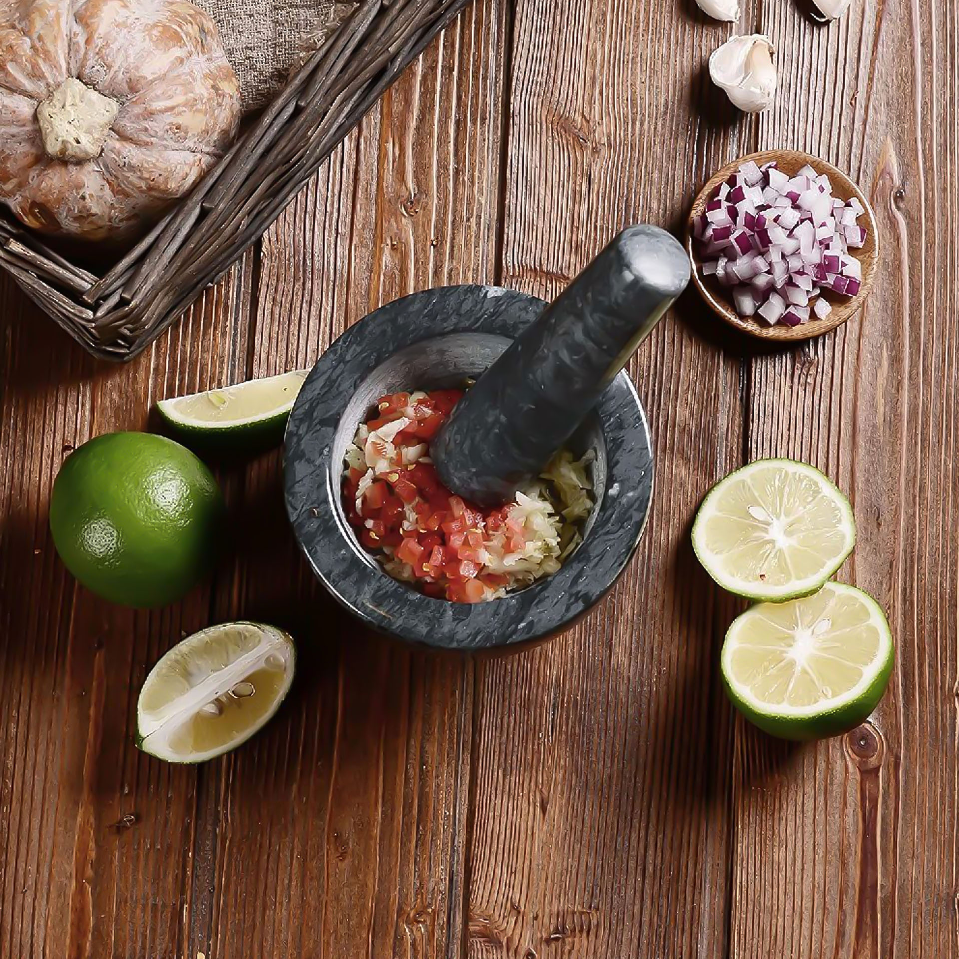 Almofariz Granito Redondo 8X10.5cm