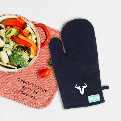 Luva Forno Algod�o Azul 18X32cm