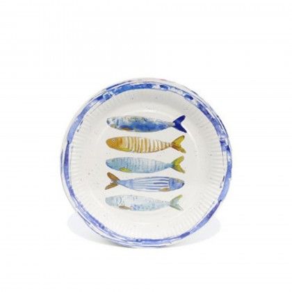 Prato Carto Peixe Redondo 23cm Pack 8