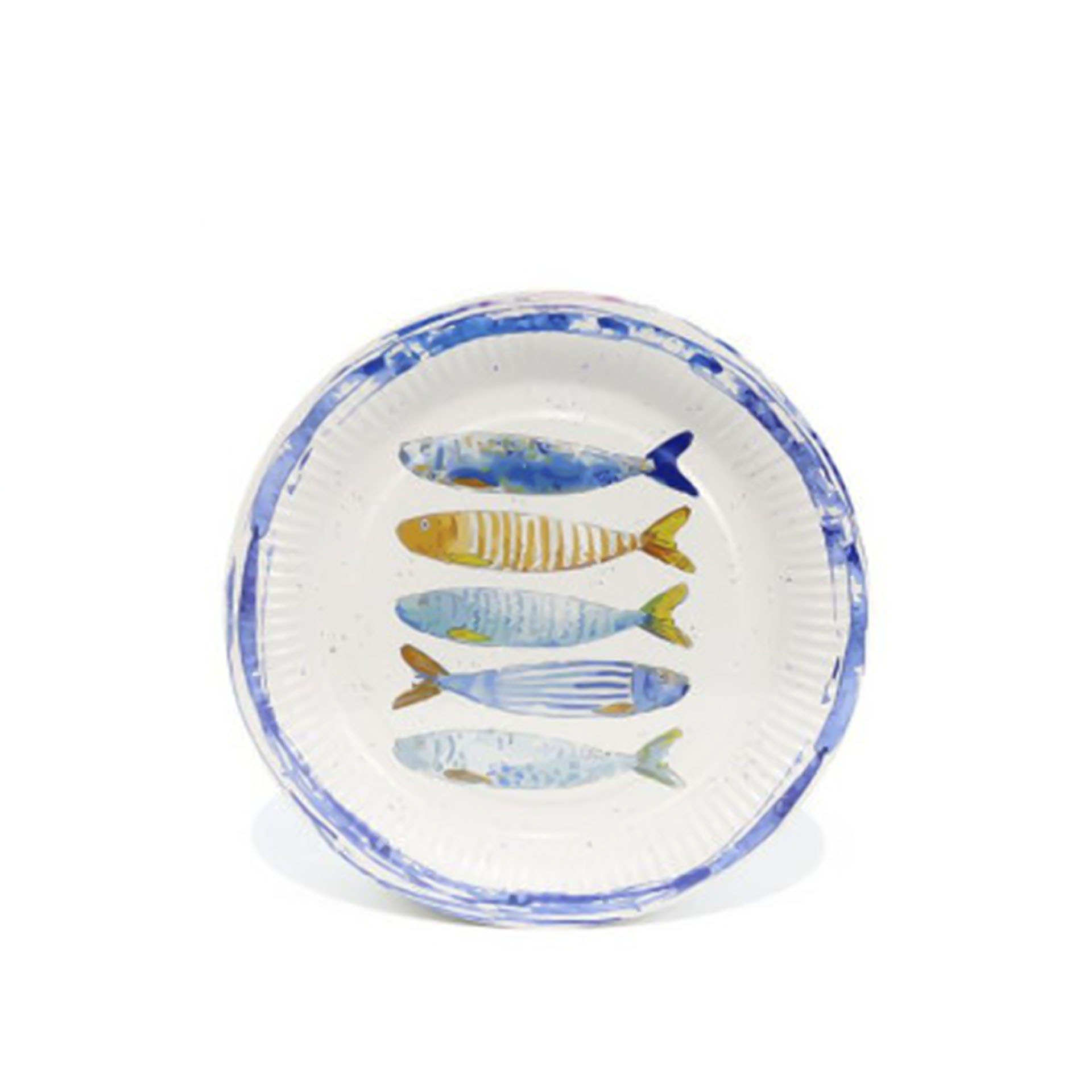 Prato Cartão Peixe Redondo 23cm Pack 8