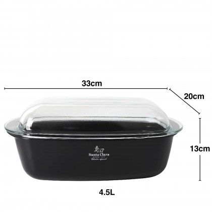 Assadeira Forno Borossilicato com Tampa 4500ml 33X20X13cm