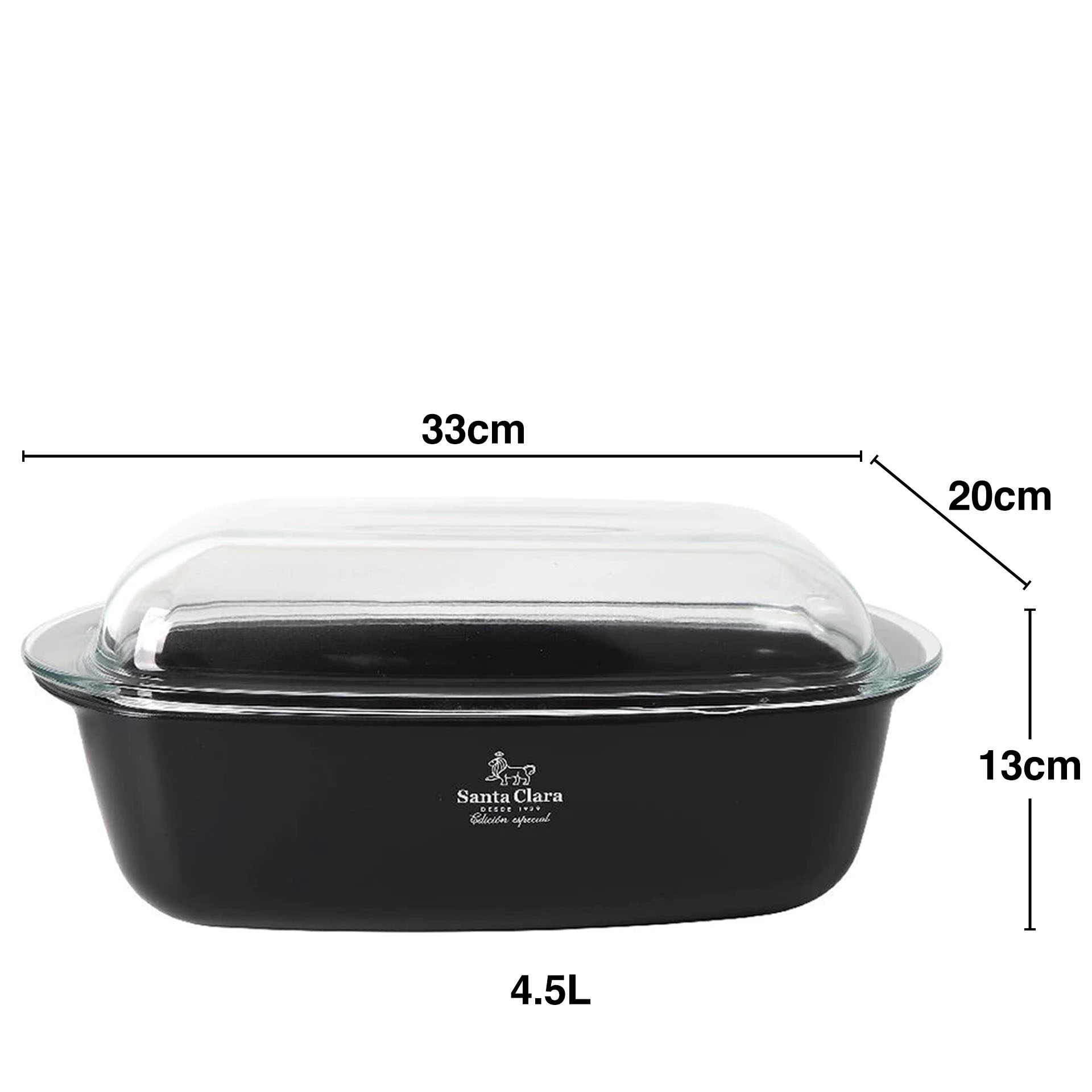 Assadeira Forno Borossilicato com Tampa 4500ml 33X20X13cm