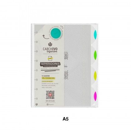 Separadores para Caderno Ingeniox Polipropileno A5 Neon 4 Divises