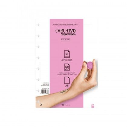 Recarga para Caderno Ingeniox A5 Liso 50F 100gr