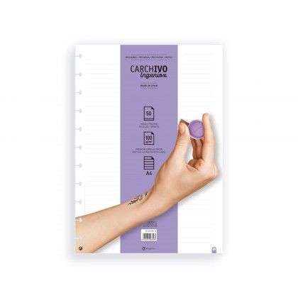 Recarga para Caderno Ingeniox A4 Pautado 50F 100gr