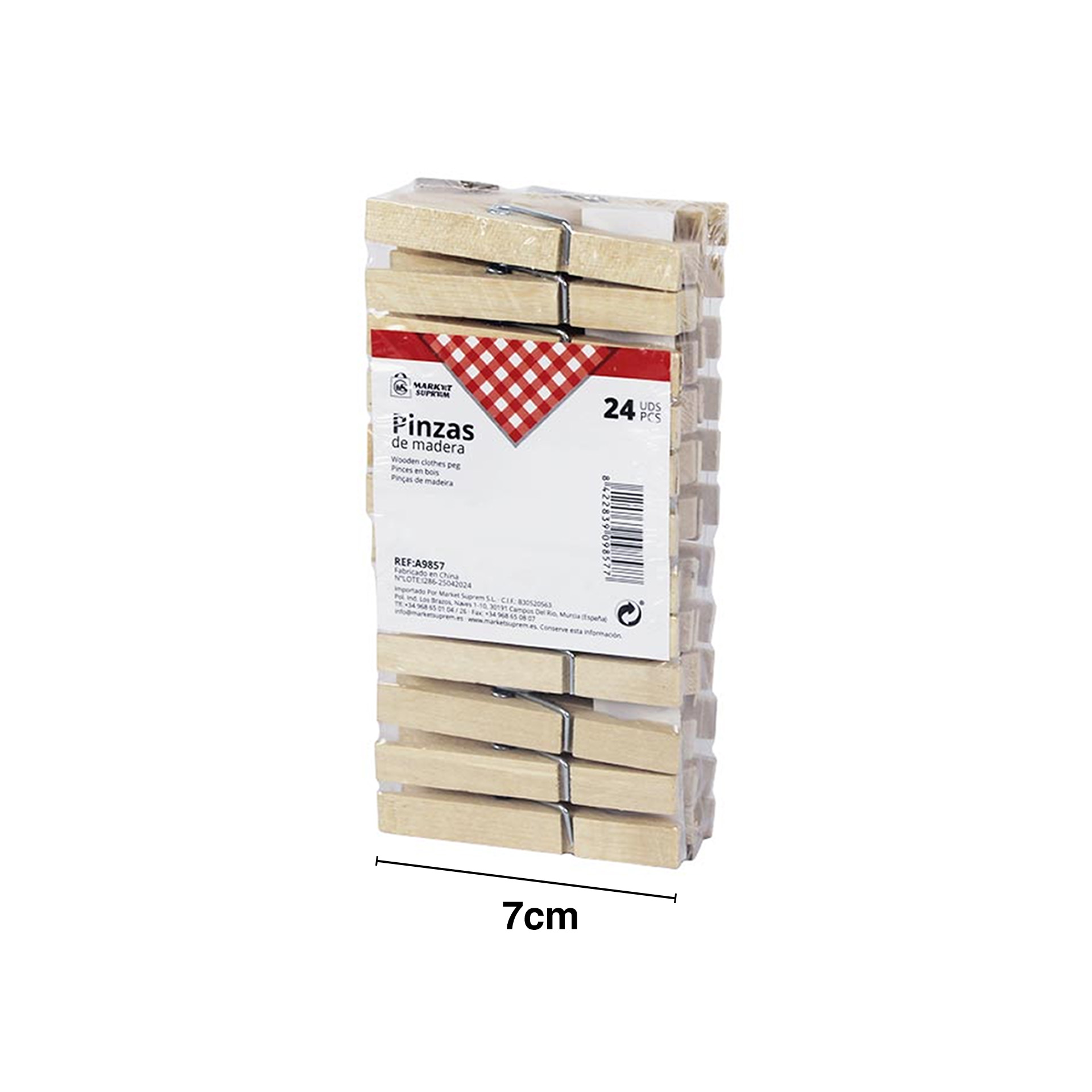 Mola Roupa Madeira 7cm Pack 24