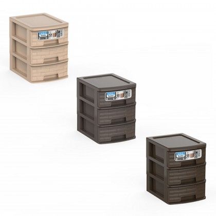 Caixa Organizadora Bamboo 3 Gavetas Sand 17.5X13.5X18cm