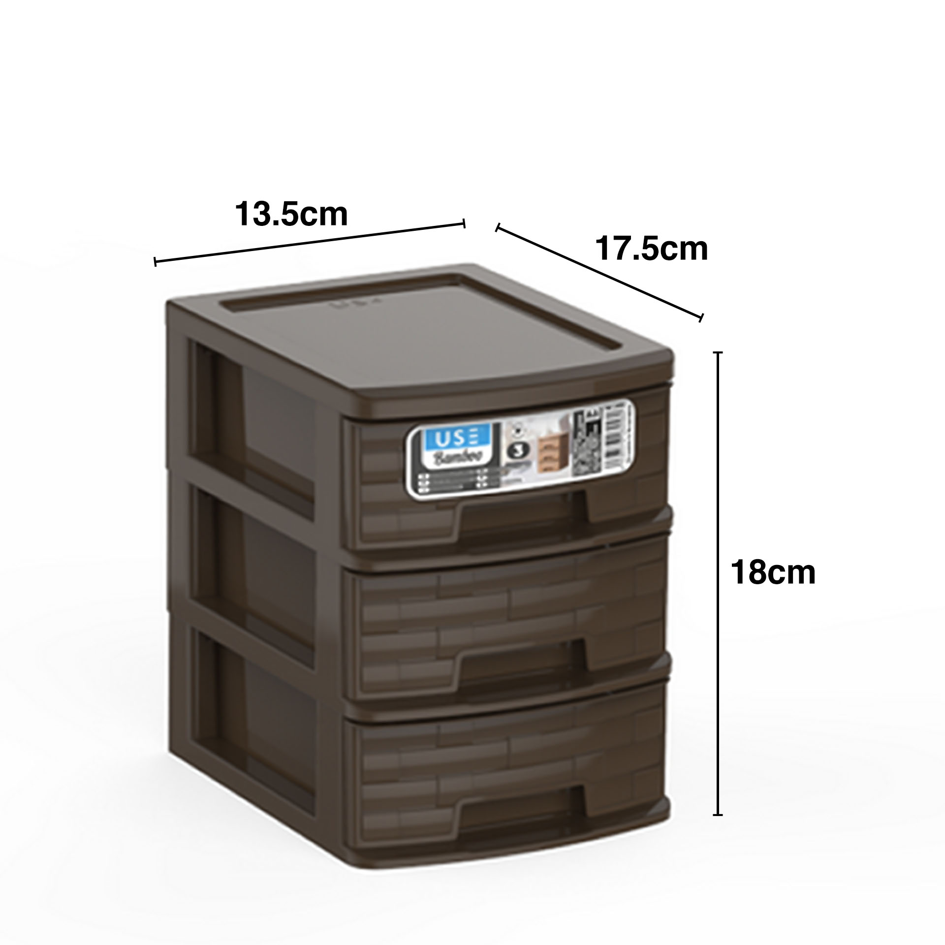 Caixa Organizadora Bamboo 3 Gavetas Sand 17.5X13.5X18cm