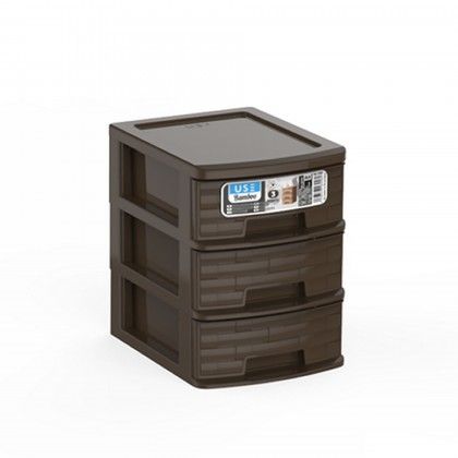 Caixa Organizadora Bamboo 3 Gavetas Sand 17.5X13.5X18cm