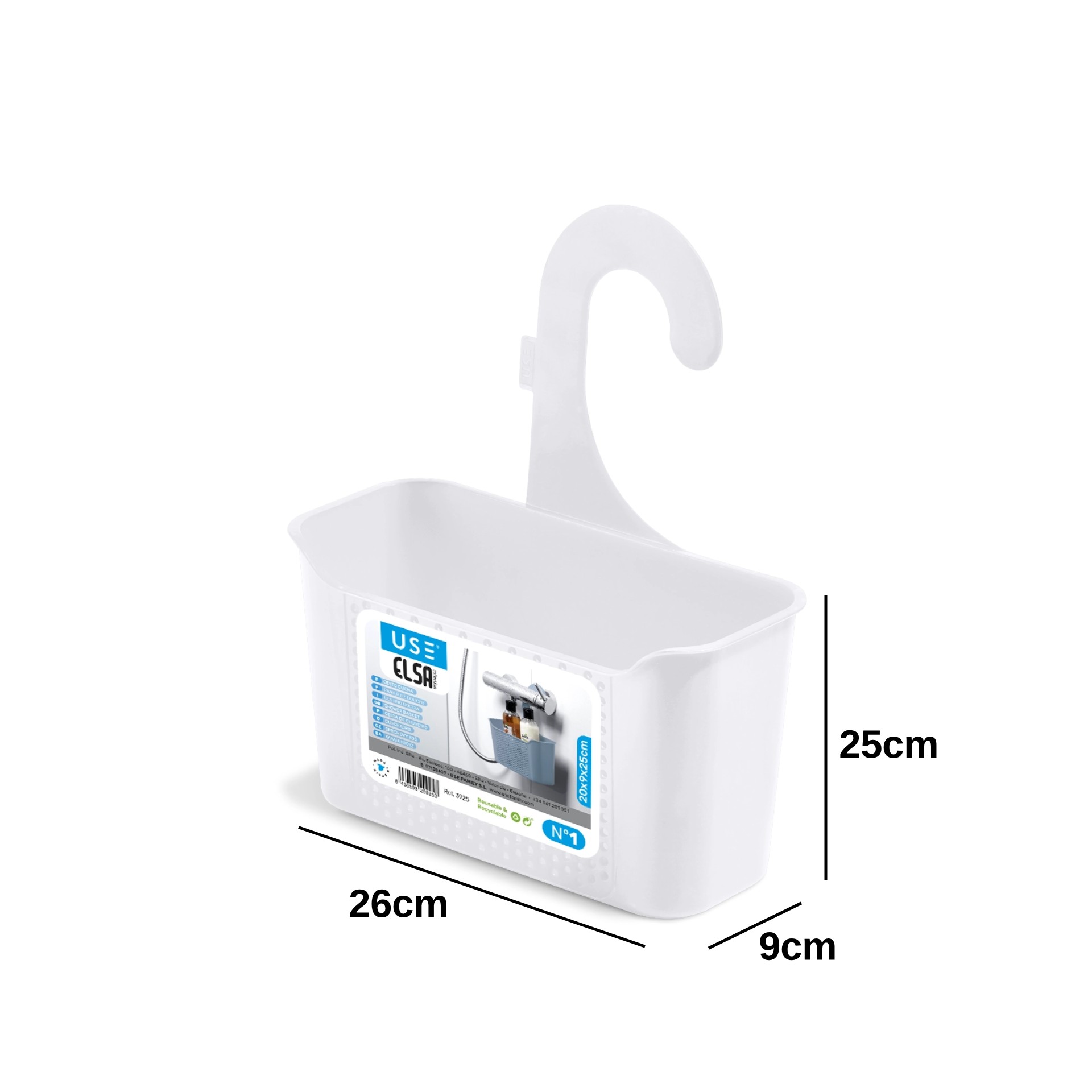 Cesto Organização Wc Elsa Branco 26X9X25cm