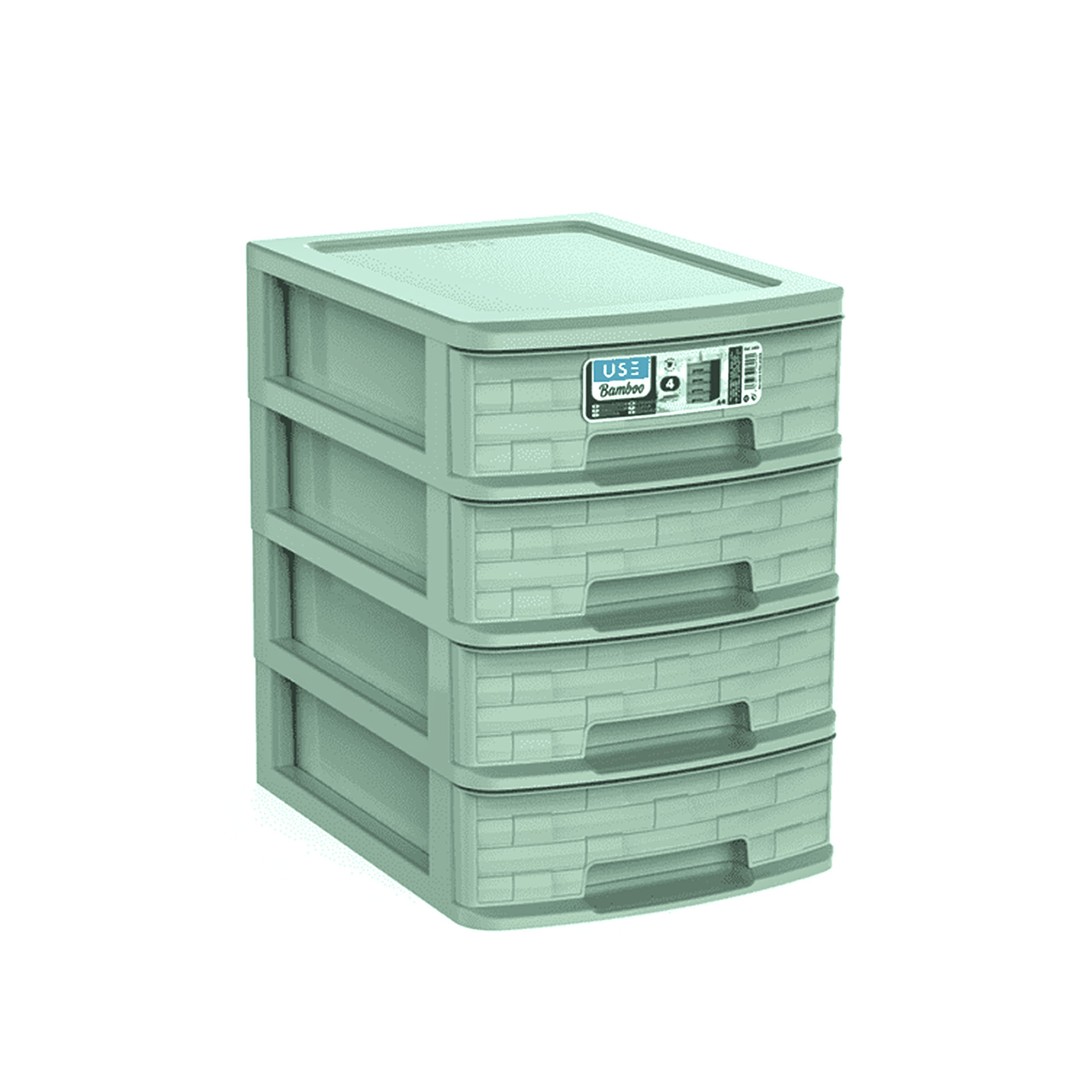 Caixa Organizadora Bamboo 4 Gavetas A4 Verde 35X26X37cm