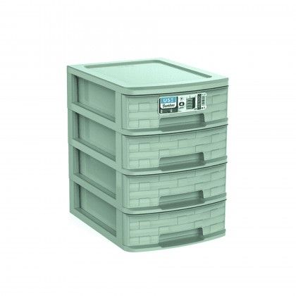 Caixa Organizadora Bamboo 4 Gavetas A4 Verde 35X26X37cm