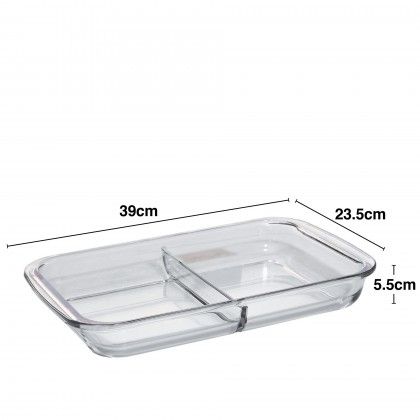 Assadeira Vidro com Divisória 39X23.5X5.5cm Assadeira Vidro com Divisória 39X23.5X5.5cm