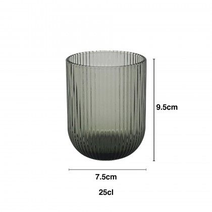 Copo sem P� Stripes Cinzento 250ml 7.5X9.5cm Pack 6