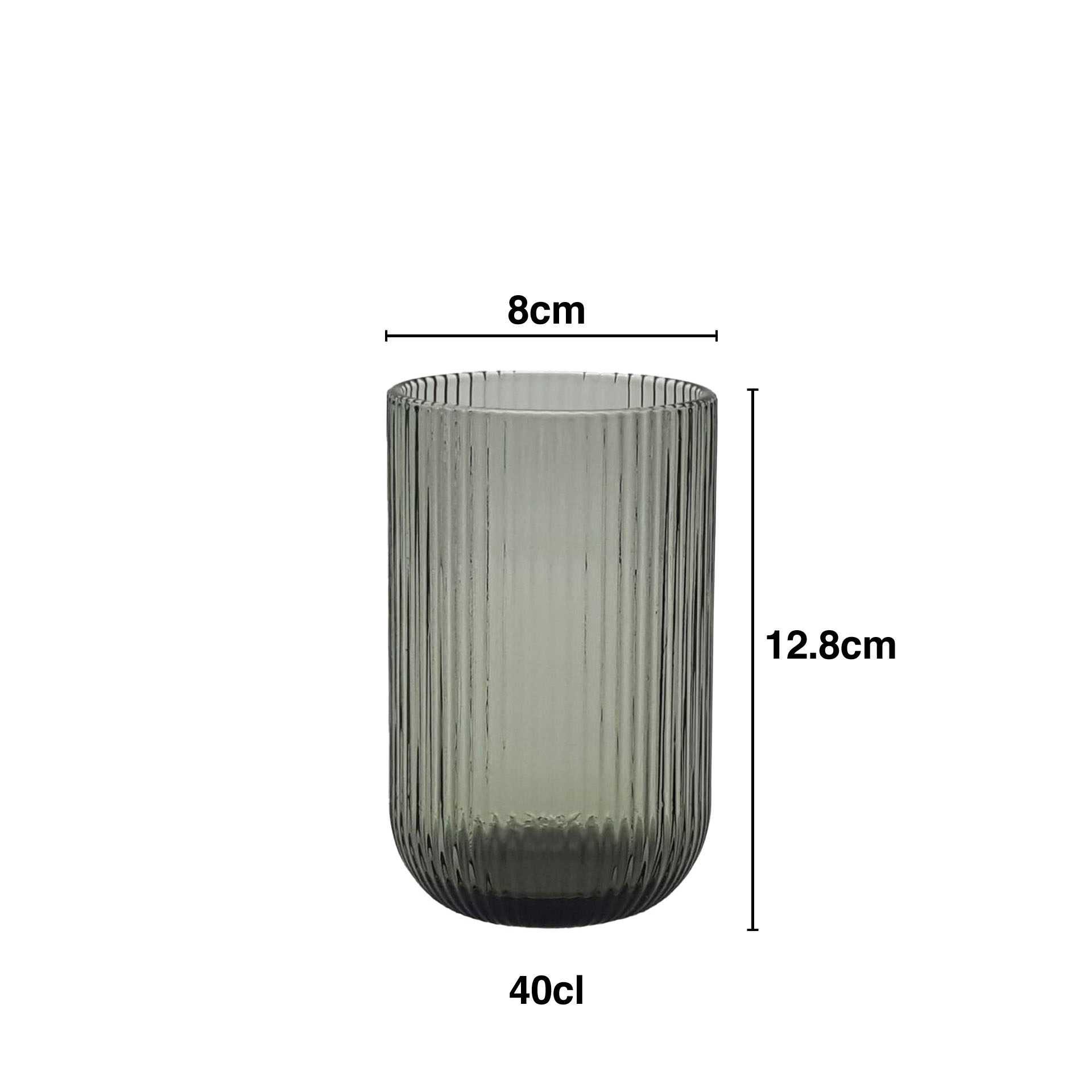 Copo sem Pé Stripes Cinzento 400ml 8X12.8cm Pack 6