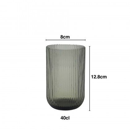 Copo sem Pé Stripes Cinzento 400ml 8X12.8cm Pack 6 Copo sem Pé Stripes Cinzento 400ml 8X12.8cm Pack 6
