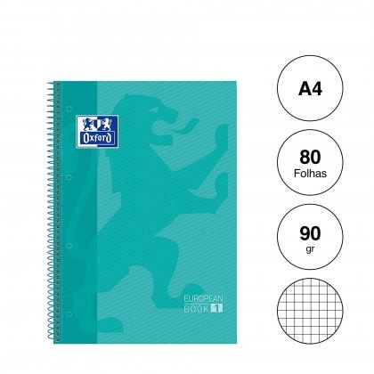 Caderno Espiral Capa Dura Oxford School A4 80 Folhas Quadriculado Cor viva