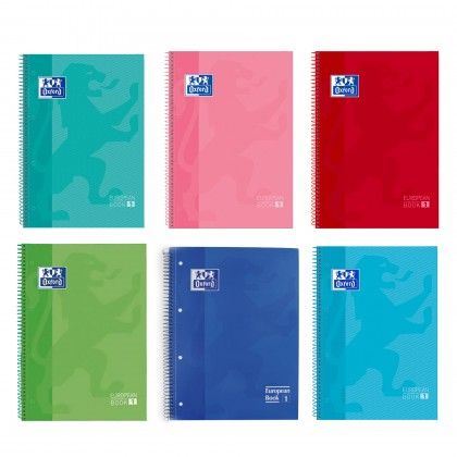 Caderno Espiral Capa Dura Oxford School A4 80 Folhas Quadriculado Cor viva