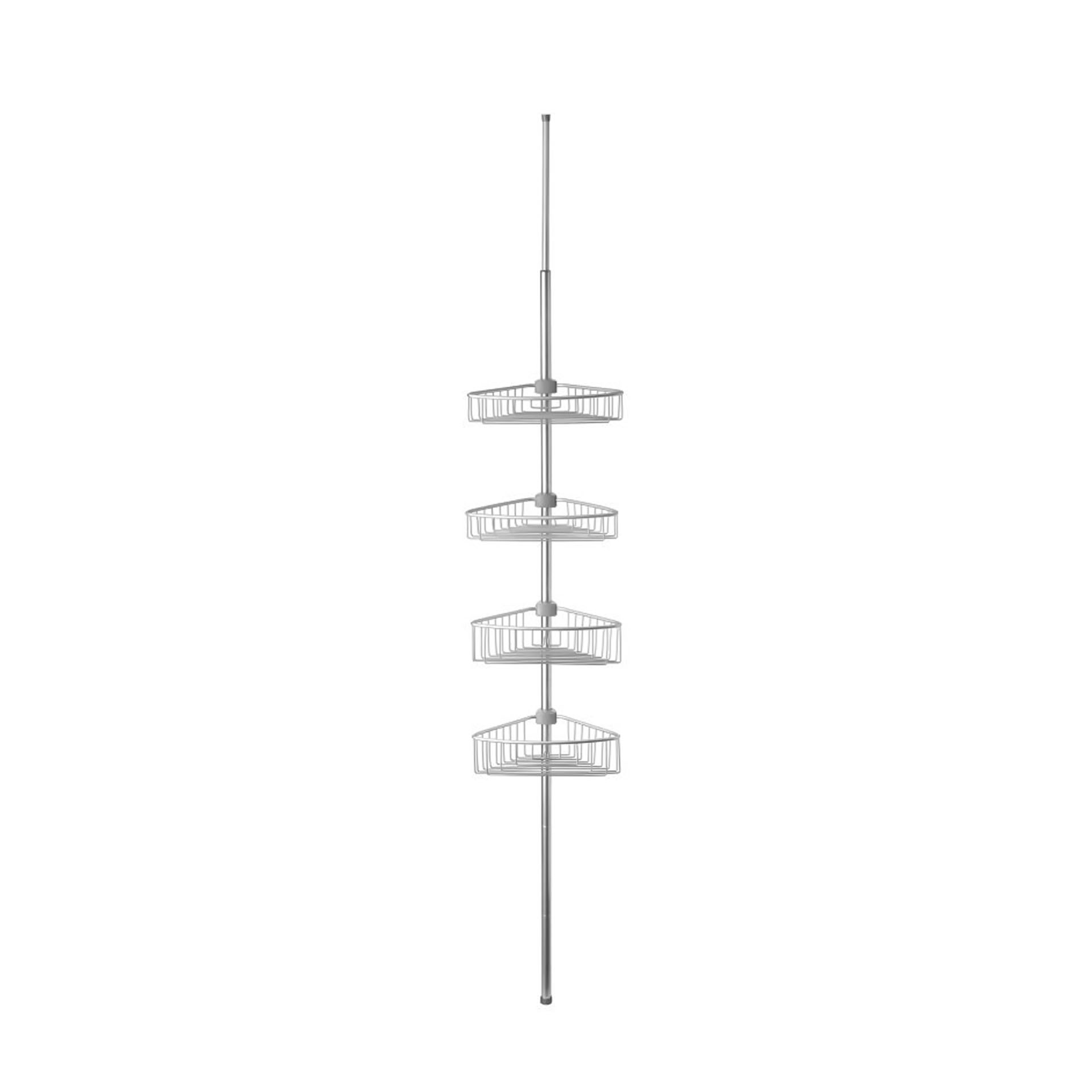 Barra Telescópica Alumínio 4 Cestos WC Prateado 35.5X21.5X270cm