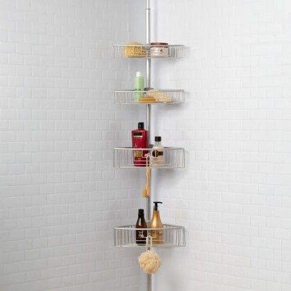 Barra Telesc�pica Alum�nio 4 Cestos WC Prateado 35.5X21.5X270cm