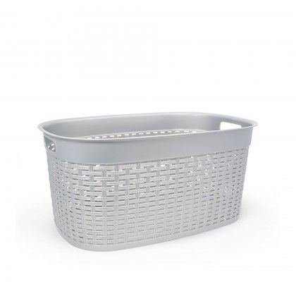 Cesta Roupa Pl�stico Rattan Cinzento 44l 58X39X27cm