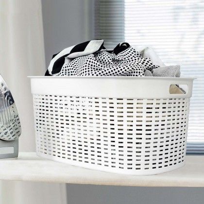 Cesta Roupa Pl�stico Rattan Cinzento 44l 58X39X27cm